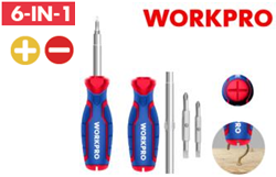 Bộ Tua vít đổi đầu 6 trong 1, thép hợp kim CR-V Workpro - WP221046