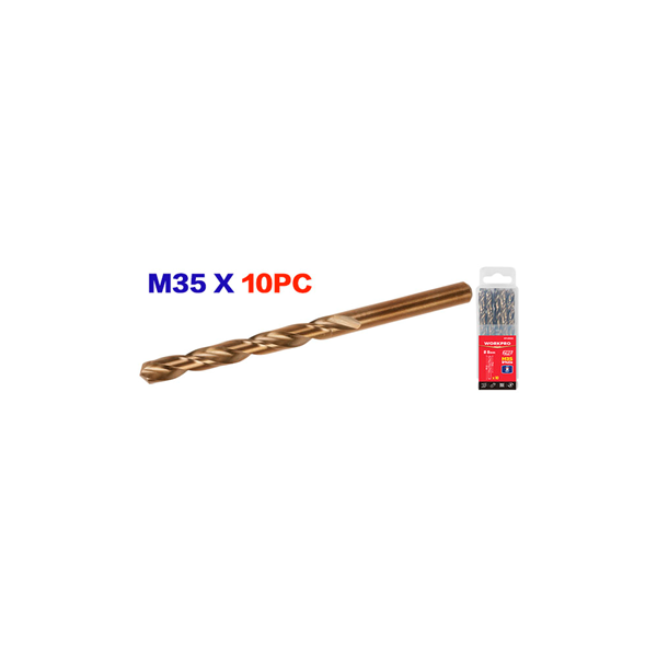 Mũi khoan xoắn HSS-G M35, kích thước: 3mm, (1 bộ = 10 cái) Workpro - WP400058