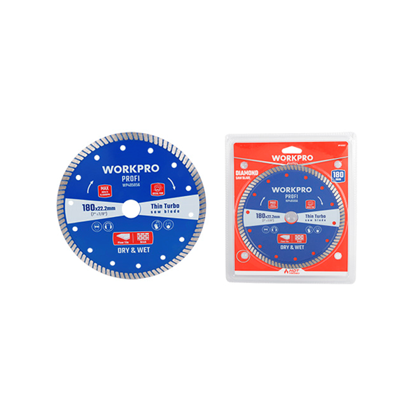 Lưỡi cưa đĩa cắt kim cương Turbo, Ultrathin Turbo để cắt chuyên nghiệp 180x22.2x7mm Workpro - WP405056