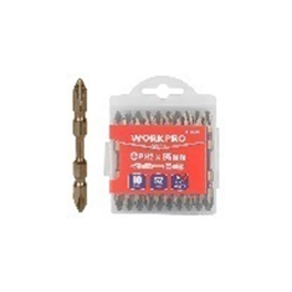 Bộ đầu vặn vít 2 đầu bake 100mm x PH2, lực xoắn cao (1 bộ = 10 cái) Workpro - WP408174