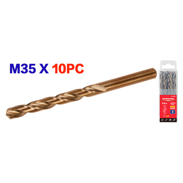 Mũi khoan xoắn HSS-G M35, kích thước 4.5mm (1 bộ = 10 cái) Workpro - WP400071