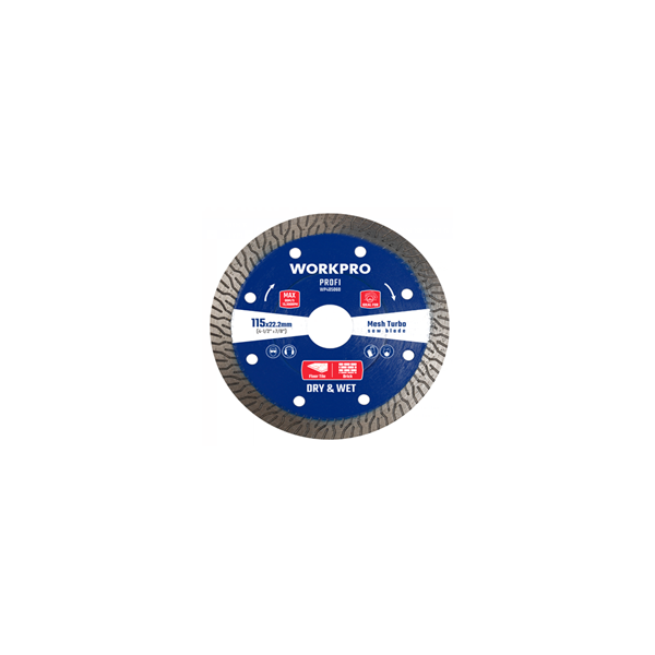  Lưỡi cưa đĩa cắt kim cương Turbo, răng Y siêu mỏng 105x20x10mm Workpro - WP405068 