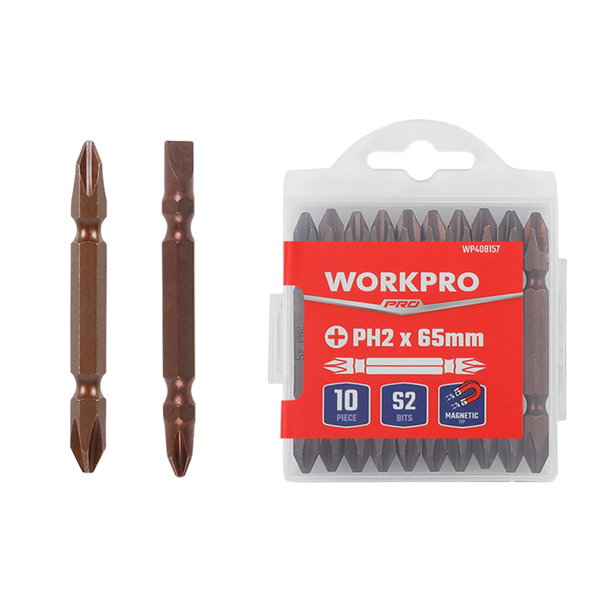 Bộ đầu vặn vít 2 đầu bake 65mm x PH2  (1 bộ = 10 cái) Workpro - WP408154