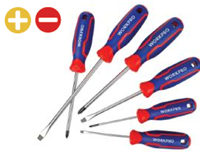 Bộ Tua vít 6 cái gồm ( 3 cái đầu hình hoa khế, 3 cái đầu dẹt), thép hợp kim CR-V Workpro - WP200504