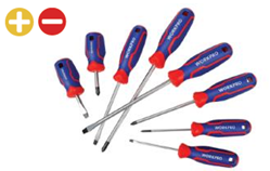 Bộ Tua vít 8 cái gồm ( 4 cái đầu hình hoa khế, 4 cái đầu dẹt), thép hợp kim CR-V Workpro - WP200505