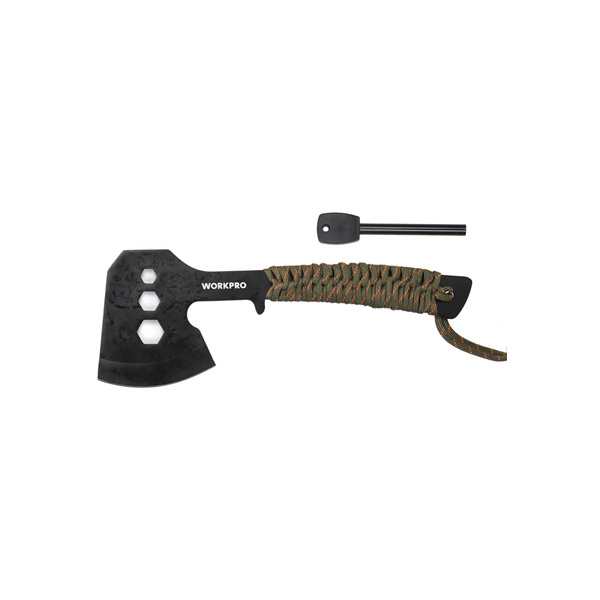  Rìu cắm trại,có tay cầm quấn dây dù, lưỡi chống gỉ, kích thước 10 inch Workpro - WP383002 