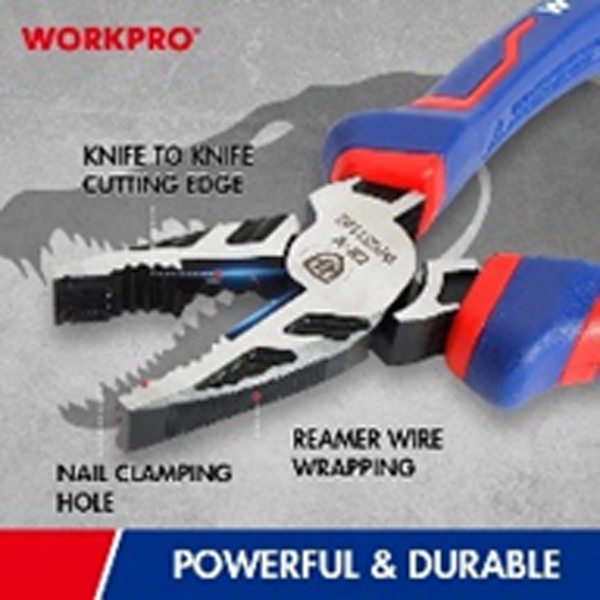 Kìm kết hợp có lỗ vít chống trượt, kích thước 200mm ( 8 inch ) Workpro - WP231125